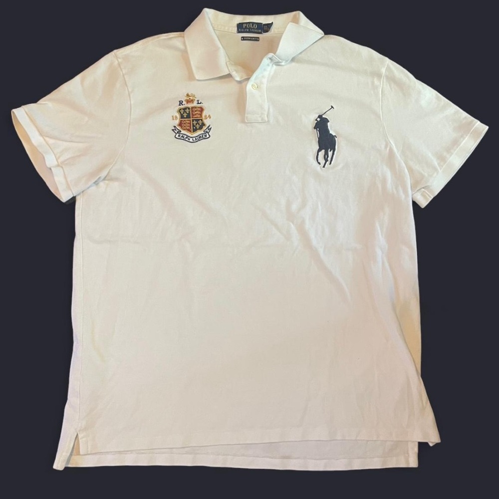 Ralph Lauren White Polo Shirt with Navy Logo